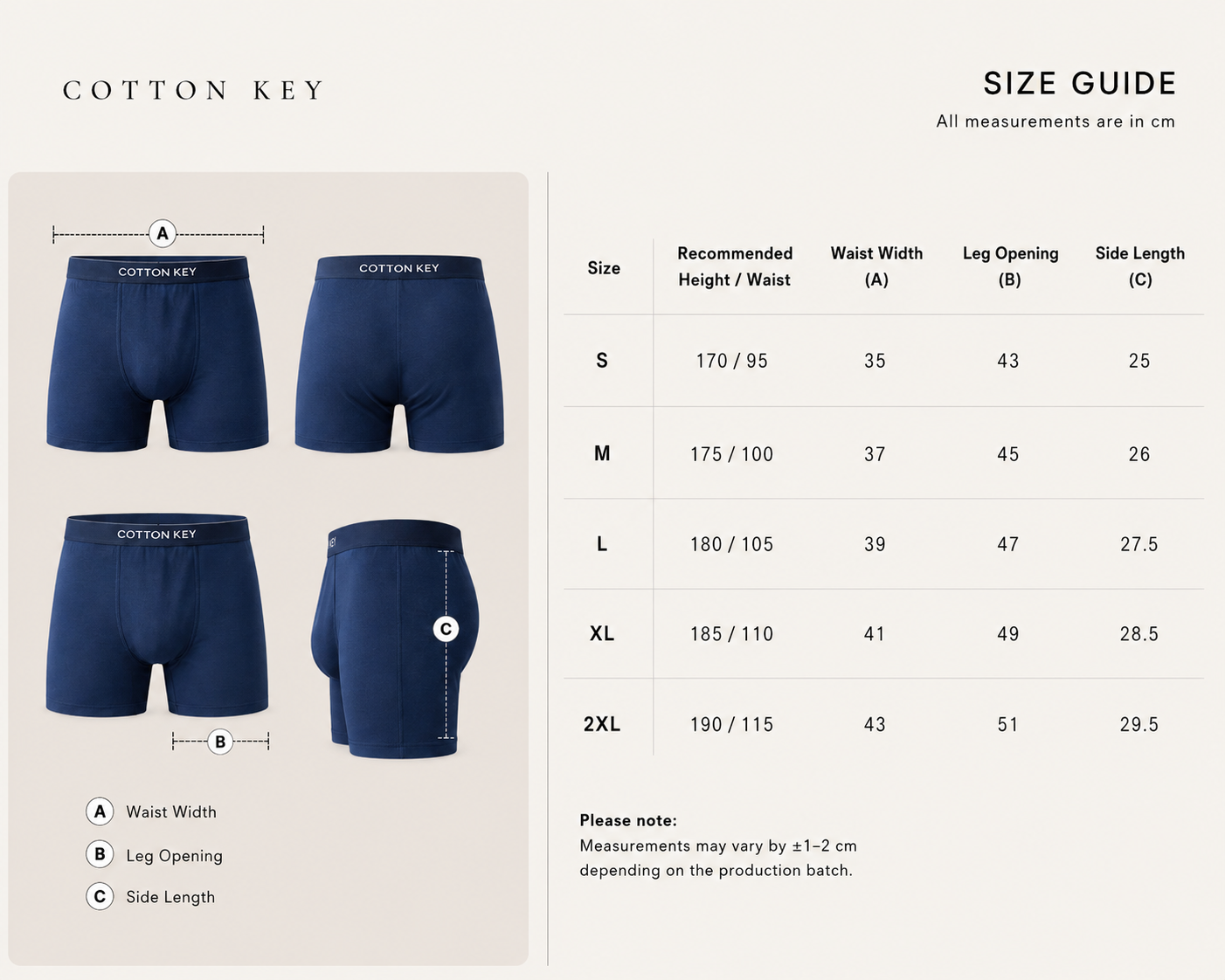 3-Pack Short Cut Boxers – Navy, Light Grey & Dark Grey | Cotton Key
