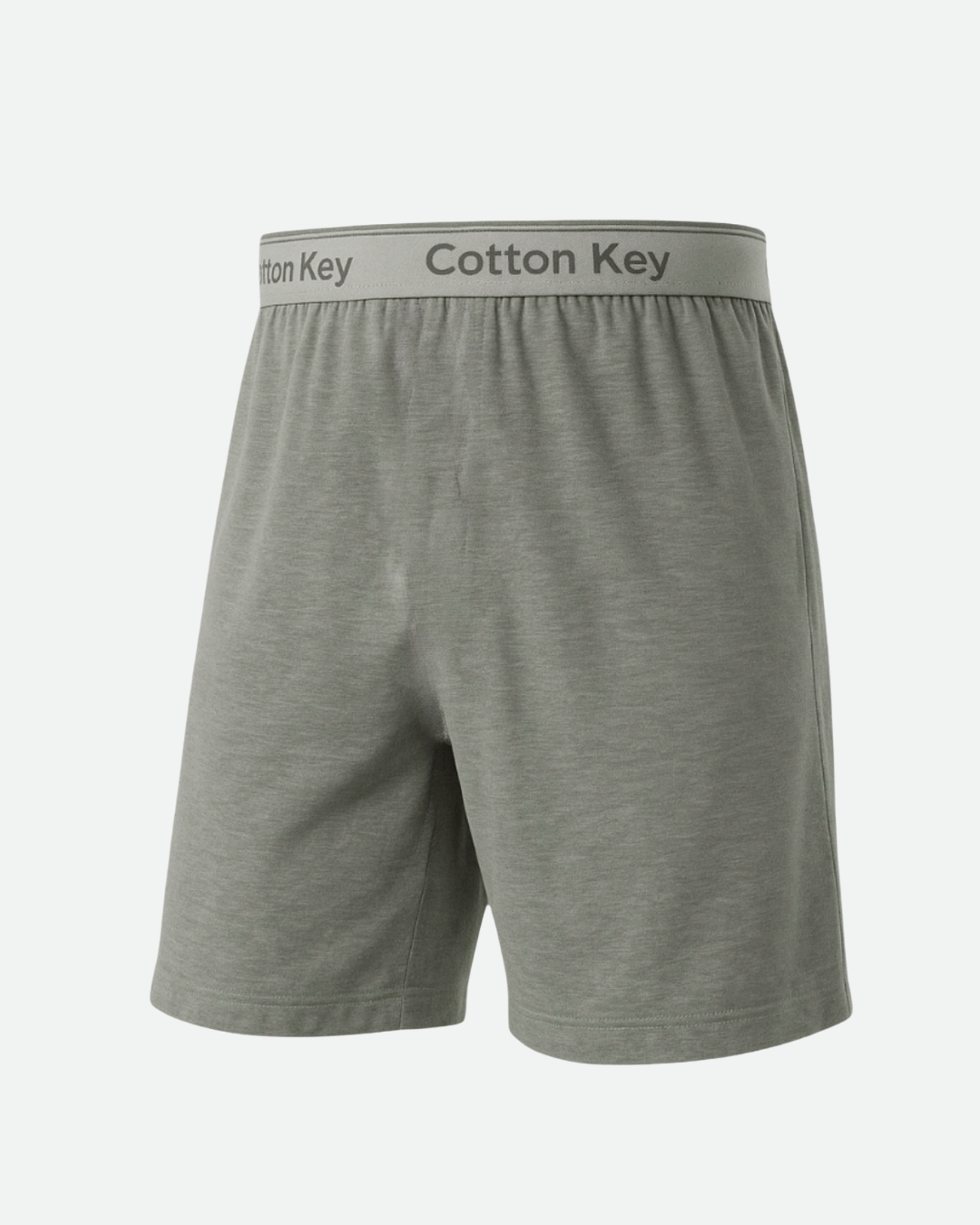 Flat lay of men’s grey cotton boxer shorts with pockets – breathable everyday underwear by Cotton Key