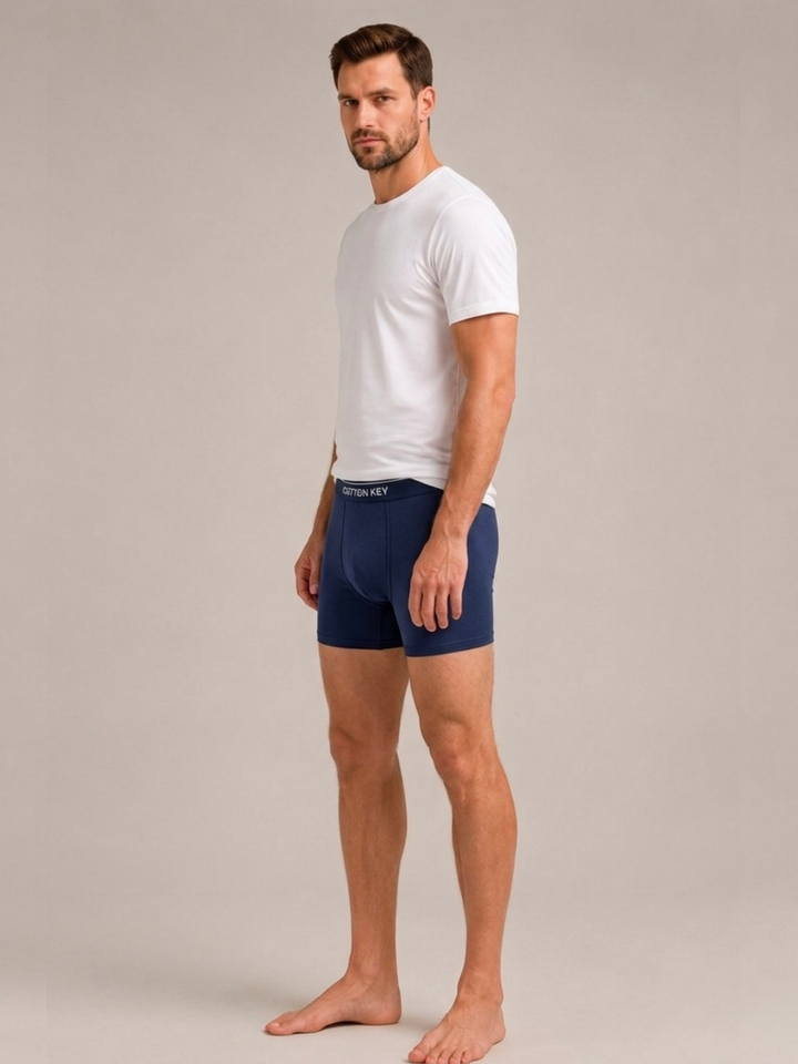 3-Pack Short Cut Boxers – Navy, Light Grey & Dark Grey | Cotton Key