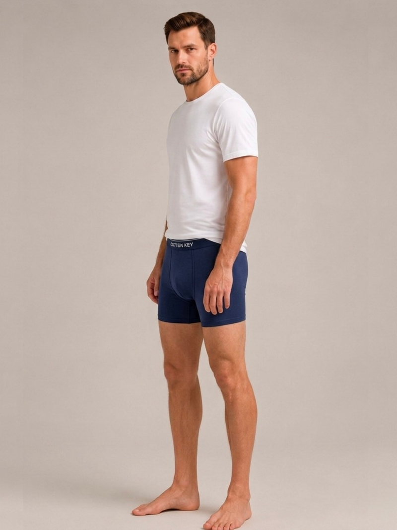 3-Pack Short Cut Boxers – Navy, Light Grey & Dark Grey | Cotton Key