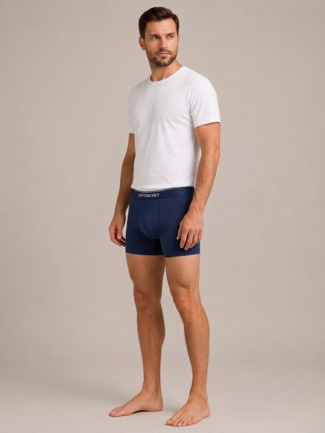 3-Pack Short Cut Boxers – Navy, Light Grey & Dark Grey | Cotton Key
