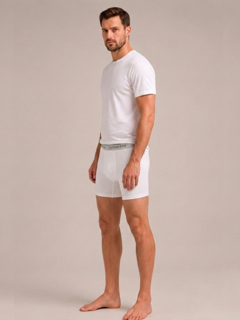 White Cotton Boxer – Short Cut Men’s Underwear | Cotton Key