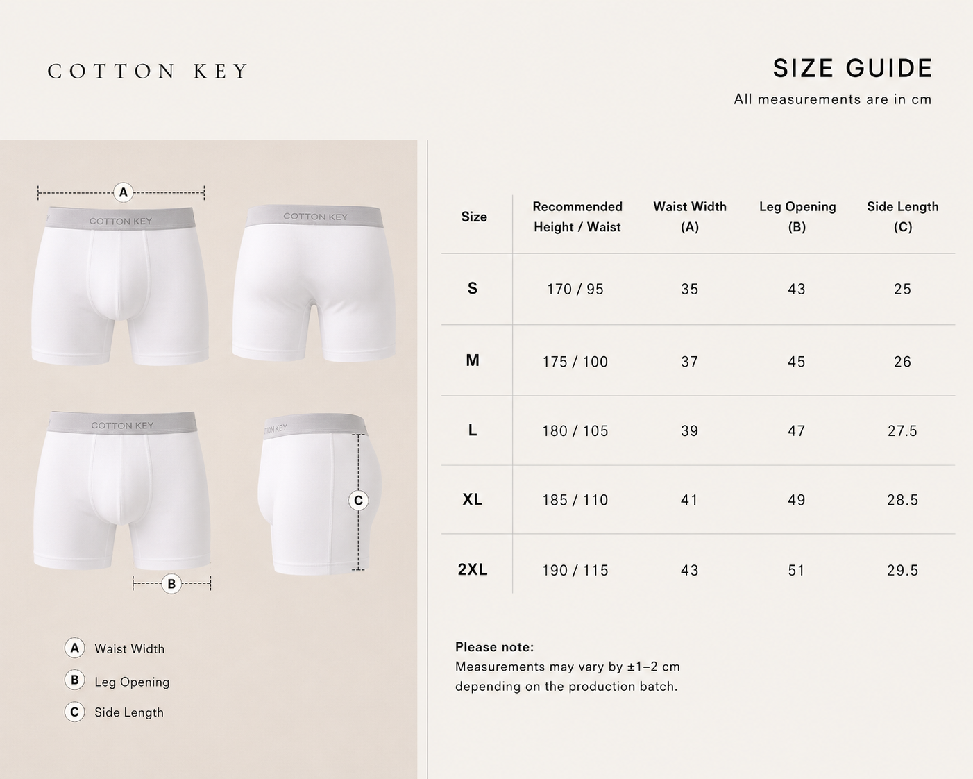 White Cotton Boxer – Short Cut Men’s Underwear | Cotton Key