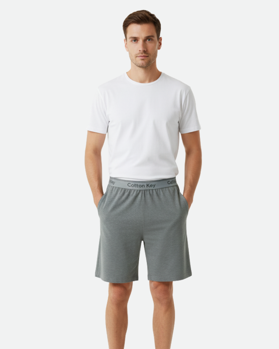 Men’s grey cotton boxer shorts with pockets – breathable everyday underwear by Cotton Key