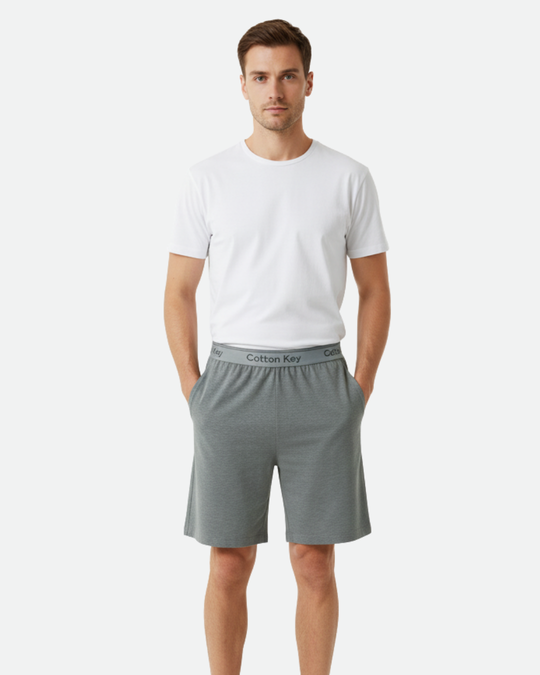 Grey Cotton Key Boxer Shorts with pockets for men