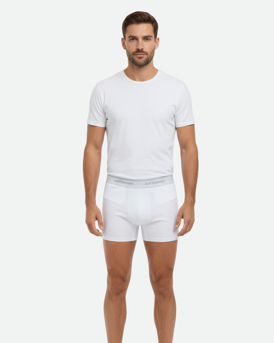 White Cotton Key Short Cut men’s boxer briefs – tight, body-fit breathable cotton